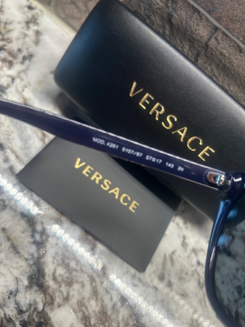 Versace Navy Blue Women's Sunglasses with Silver Medallion Accents New - Picture 6 of 8